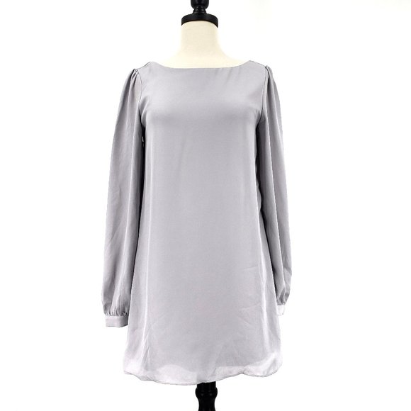 Lulu's Gray Crepe Mini Dress - Picture 6 of 10